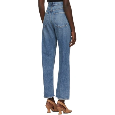 Shop Agolde Blue Organic 90s Mid Rise Loose Fit Jeans In Portal