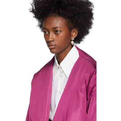 Shop Gucci Pink Silk Bomber Jacket In 5547 Pink