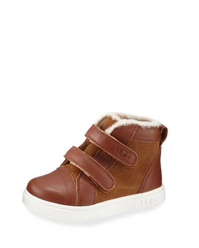 Shop Ugg Boy's Rennon Ii Suede & Leather Boots, Baby/toddler In Brown