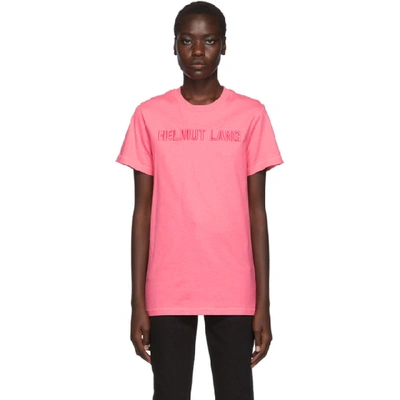 Shop Helmut Lang Pink Embroidered Logo Standard T-shirt