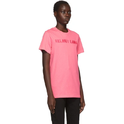 Shop Helmut Lang Pink Embroidered Logo Standard T-shirt