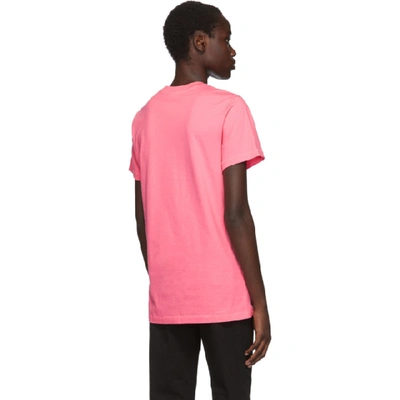 Shop Helmut Lang Pink Embroidered Logo Standard T-shirt