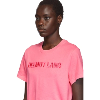 Shop Helmut Lang Pink Embroidered Logo Standard T-shirt