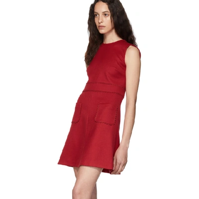 Shop Red Valentino Red Scallop Ribbon Detail Dress In D05 Red