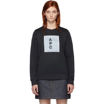 Shop Apc A.p.c. Navy Logo Sweatshirt In Iak Dark Na