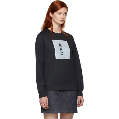 Shop Apc A.p.c. Navy Logo Sweatshirt In Iak Dark Na