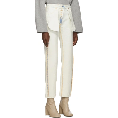 Shop Mm6 Maison Margiela Blue And White Inside-out Jeans In 974 Su Blea