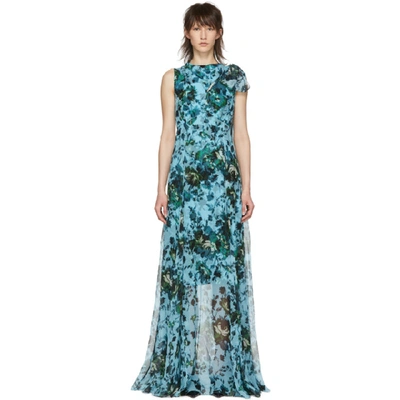 Shop Erdem Blue & Green Fitzroy Rose Kassidy Dress In Blue/green