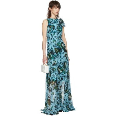 Shop Erdem Blue & Green Fitzroy Rose Kassidy Dress In Blue/green