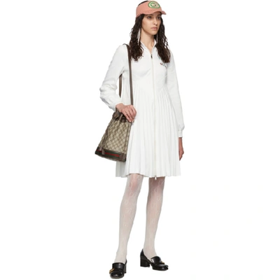 Shop Gucci White Pleated Tennis Dress In 9005 White
