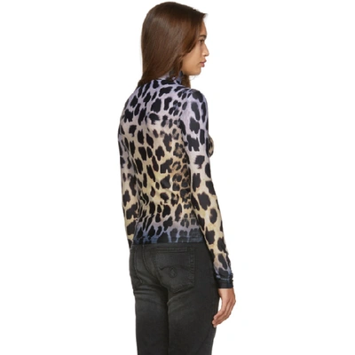 Shop R13 Black And Off-white Faded Leopard Turtleneck