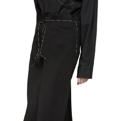 Shop Maison Margiela Black Jersey Long Skirt In 900 Black