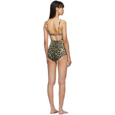 Shop Dolce & Gabbana Dolce And Gabbana Tan Leopard One-piece Swimsuit In Hy13m Leopa
