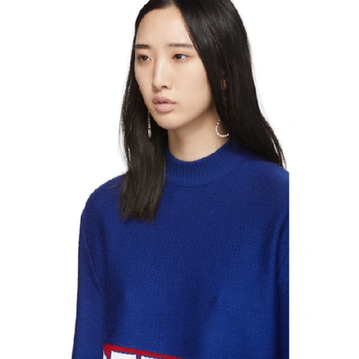 Shop Off-white Blue And Red Logo Flag Crewneck Sweater In Blue/red