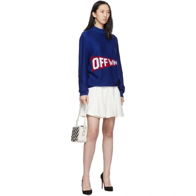 Shop Off-white Blue And Red Logo Flag Crewneck Sweater In Blue/red