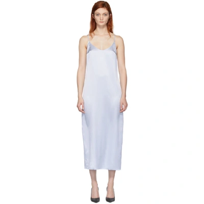 Shop La Perla Blue Silk Slip Dress In M113 Azure