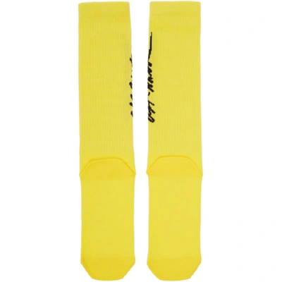 Shop Off-white Yellow Pop Socks In Yellow/blac
