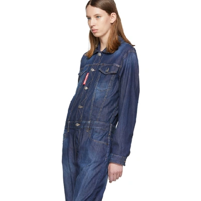 Shop Dsquared2 Blue Denim Jumpsuit In 470 Blue