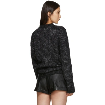 Shop Saint Laurent Black Oversized Crewneck Sweater Dress In 1116 Anthra