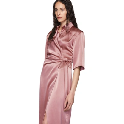 Shop Nanushka Pink Lais Draped Dress In Rose