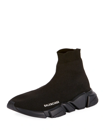 Shop Balenciaga Men's Speed Sneakers With Tonal Sole In Black