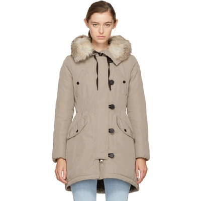 Shop Moncler Taupe Down Arehdel Coat In 22d Stone