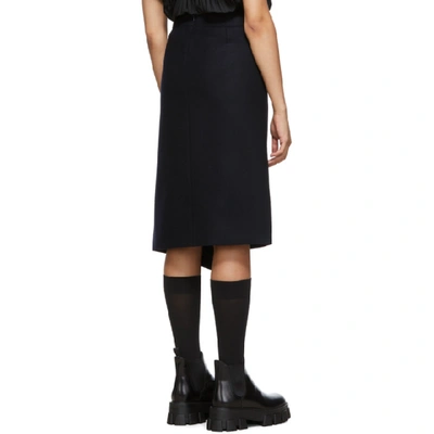 Shop Sacai Navy Melton Wool Skirt In 201 Navy