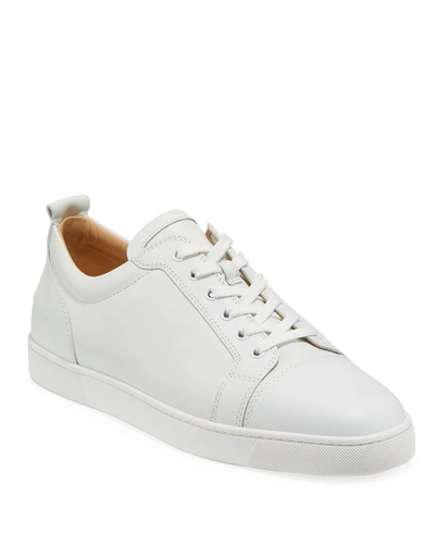 Shop Christian Louboutin Men's Louis Junior Leather Red Sole Sneakers In White