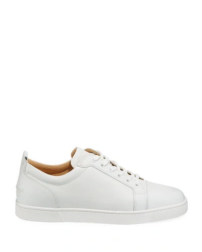 Shop Christian Louboutin Men's Louis Junior Leather Red Sole Sneakers In White