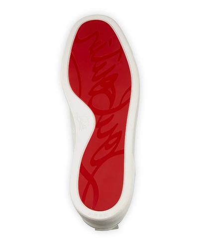 Shop Christian Louboutin Men's Louis Junior Leather Red Sole Sneakers In White