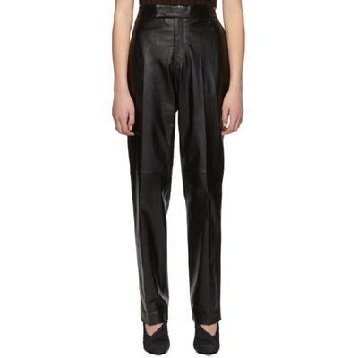 Shop Helmut Lang Black Leather Trousers