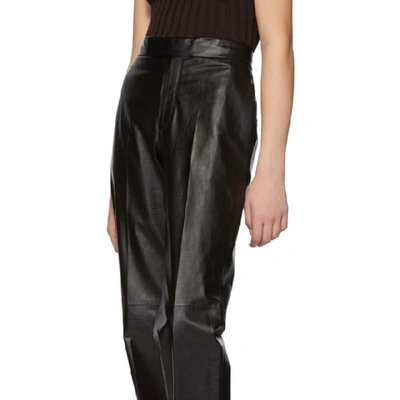 Shop Helmut Lang Black Leather Trousers