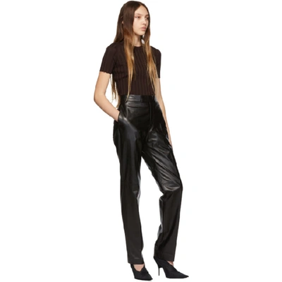 Shop Helmut Lang Black Leather Trousers
