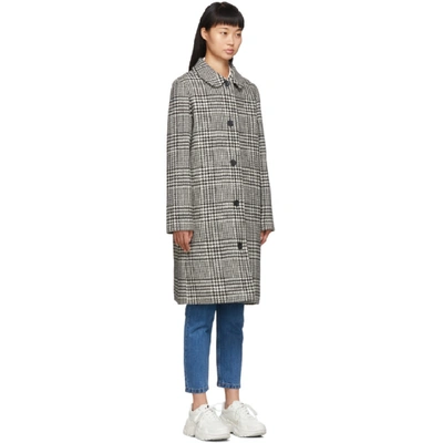 Shop Apc A.p.c. Black Houndstooth Peel Coat In Lzafaux Blk