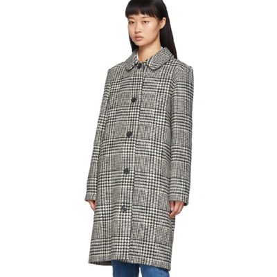 Shop Apc A.p.c. Black Houndstooth Peel Coat In Lzafaux Blk