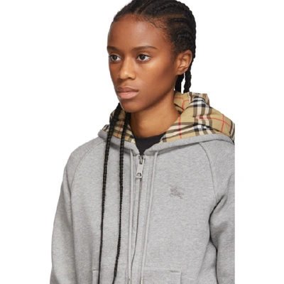 Shop Burberry Grey Hackfall Zip Hoodie