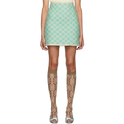 Shop Gucci Blue Gg Tweed Miniskirt In 4452 Blue