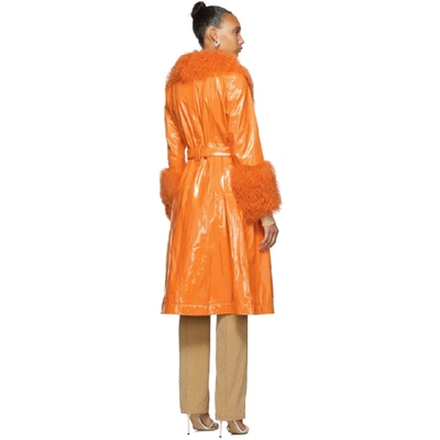 Shop Saks Potts Orange Shearling Foxy Gloss Coat In Neon Orange