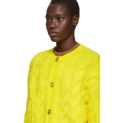 Shop Sjyp Yellow Cable Knit Cardigan