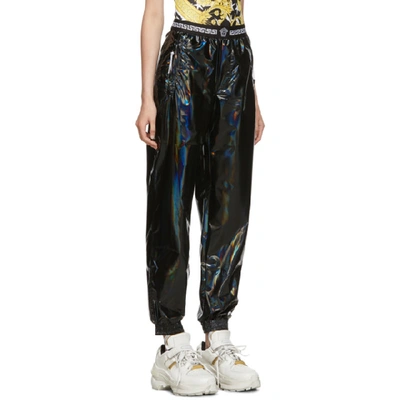 Shop Versace Underwear Back Vinyl Iridescent Lounge Pants In A1008 Black