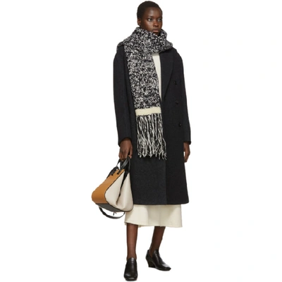 Shop Joseph Black And Off-white Knit Scarf In 0962 Blkecr