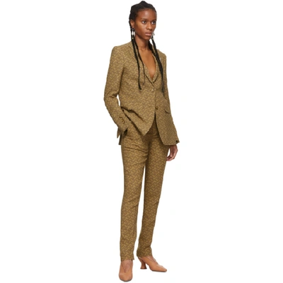 Shop Burberry Beige Silk Monogram Print Surrey Blazer In Tawny