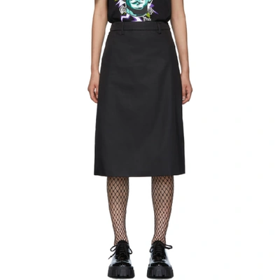 Shop Prada Black Nylon Logo Straight Skirt