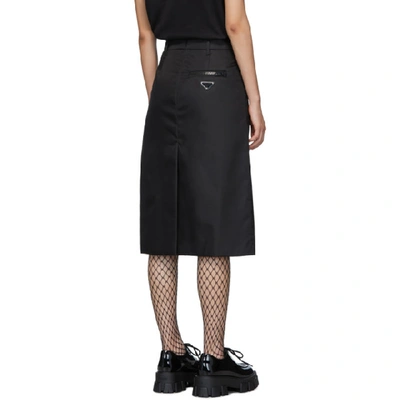 Shop Prada Black Nylon Logo Straight Skirt