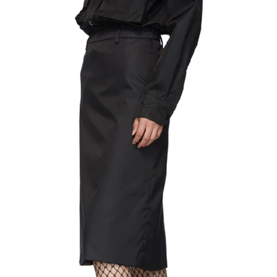 Shop Prada Black Nylon Logo Straight Skirt