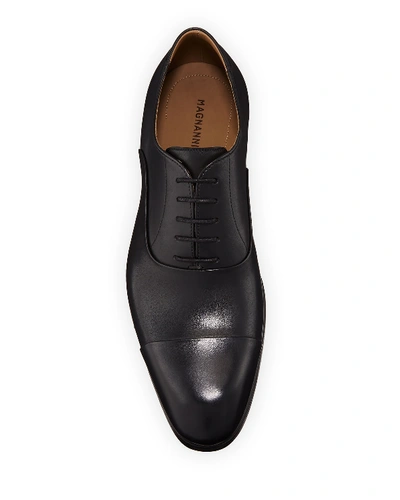 Shop Magnanni Men's Leather Cap-toe Oxford Shoes In Black
