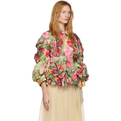 Shop Simone Rocha Multicolor Smocked Jacket In Green Flowe