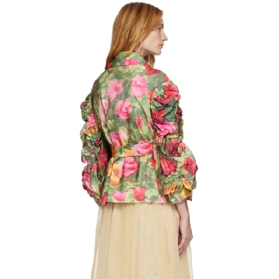 Shop Simone Rocha Multicolor Smocked Jacket In Green Flowe