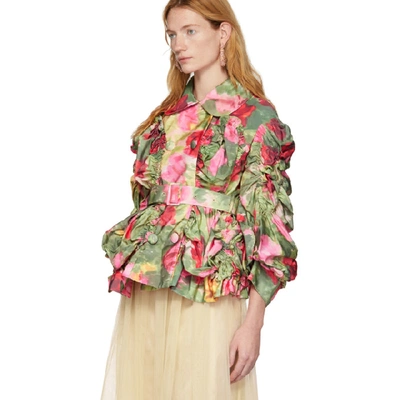 Shop Simone Rocha Multicolor Smocked Jacket In Green Flowe