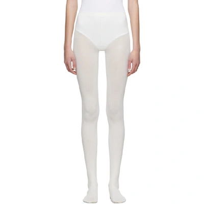 Shop Wolford White Cotton Velvet Tights In 1051 Ecru